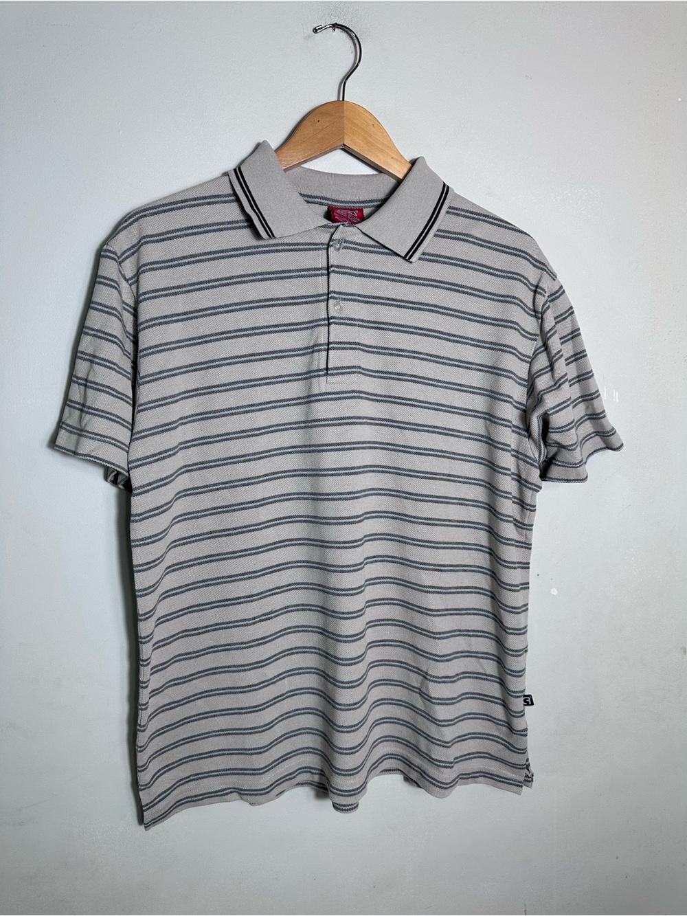 Men's Short-Sleeve Striped Polo Shirt - Gray with Stripes 100% Cotton